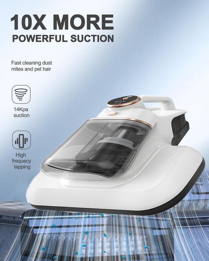 [Kjgkk]Bed Vacuum Cleaner - 5-In-1 Cordless Mattress Vacuum Cleaner, Powered by UV-C Light & Ultrasonic Technology, 12Kpa Strong Suction,Low Noise,Suitable for Dust, Pet Hair, Etc.