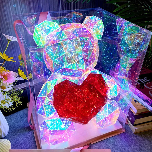 30cm Teddy Bear LED Lamp – Colorful, Sparkling