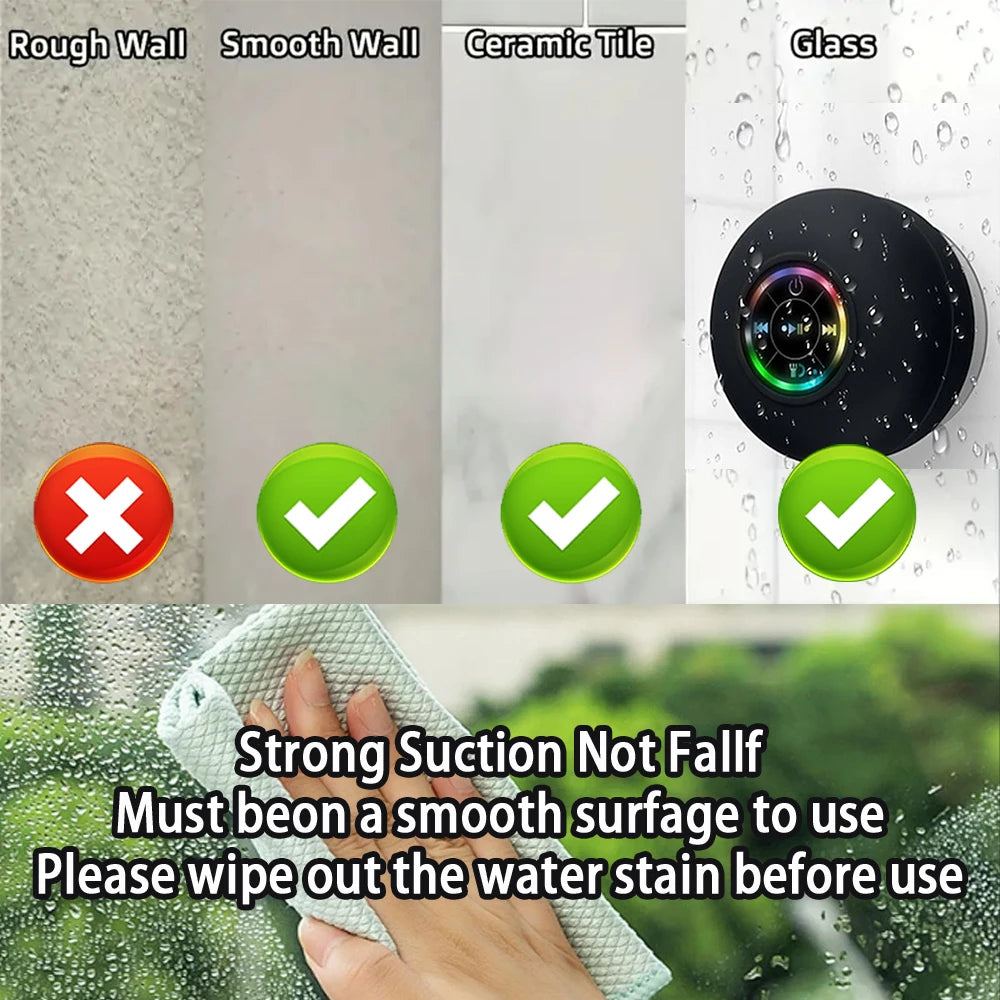 Portable Waterproof Bluetooth Speaker with Suction Cup